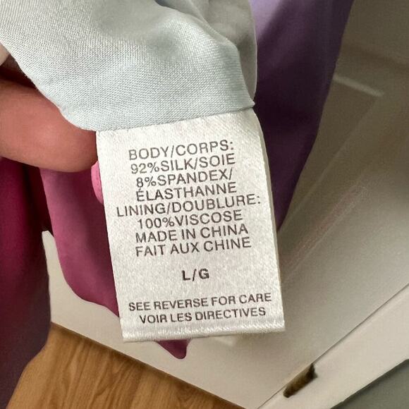 CAMI NYC Silk Beaded Chain Strap Cowlneck Shallon Slip Dress L Candy Ombre - Picture 11 of 11